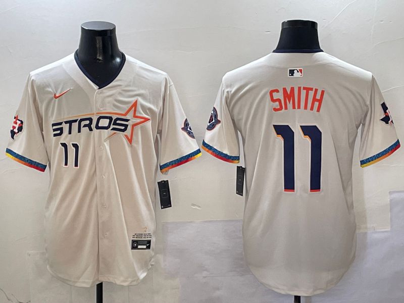 Men Houston Astros #11 Smith Cream Fourth generation Joint Name 2025 Nike MLB Jersey style 4154